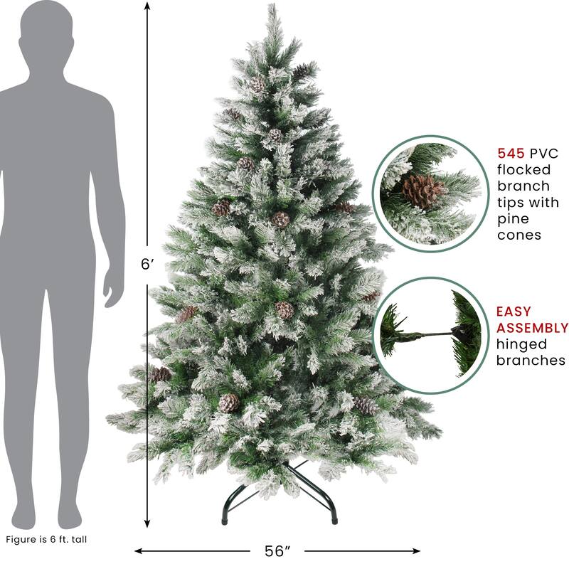 Medium Flocked Angel Pine Artificial Christmas Tree - 6' - Unlit - 6 Foot