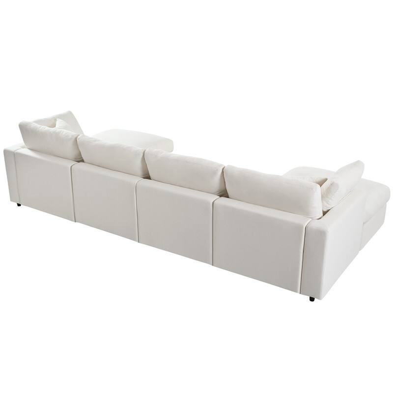 U-Shaped 6-Piece Sectional Sofa with Movable Ottomans Modular Design Soft Chenille Fabric for Versatile Seating