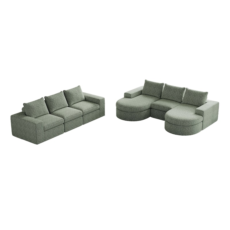 99" Chenille Modular Sectional Sofa with Chaise Lounge and 6 Modules, No Assembly Required