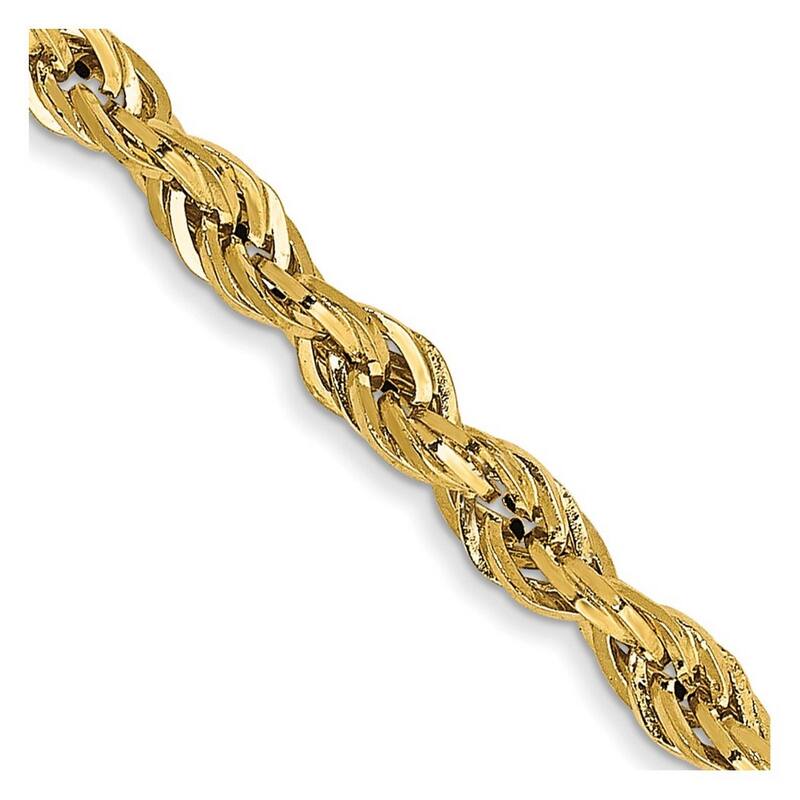 Curata 14k Yellow 9" 2.8mm Semi solid Rope Chain Anklet