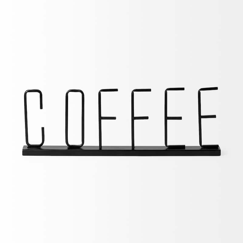 Coffee 15L x 1W Black Metal Sign - 15.2L x 1.2W x 5.3H