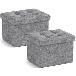 2 Pack Small Rectangle Foldable Storage Ottoman