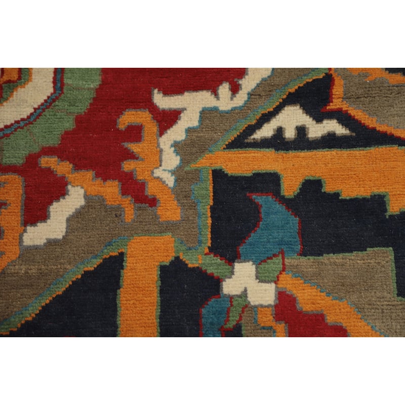 Hand Knotted Oriental 100% Wool Carpet Traditional Medallion Beige & Ivories Heriz (serapi) Area Rug - 13' 10'' X 9' 7''