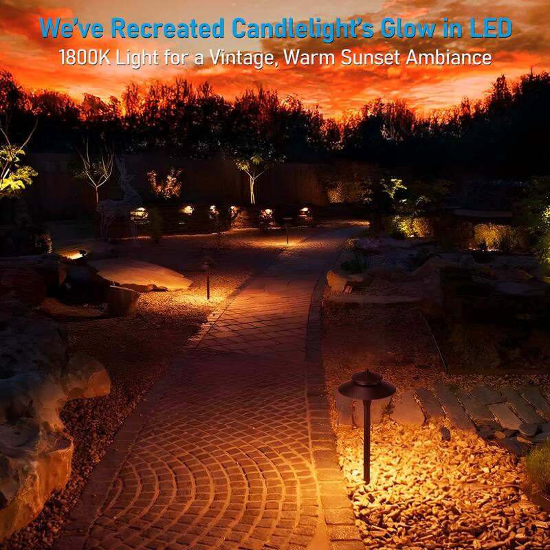 6 Pack 5CCT LED Landscape Pathway Lights, Double Layer