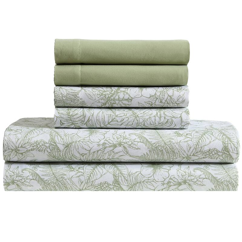 Cooling 6PC Sheet Set - Full - Tropical Toile Green