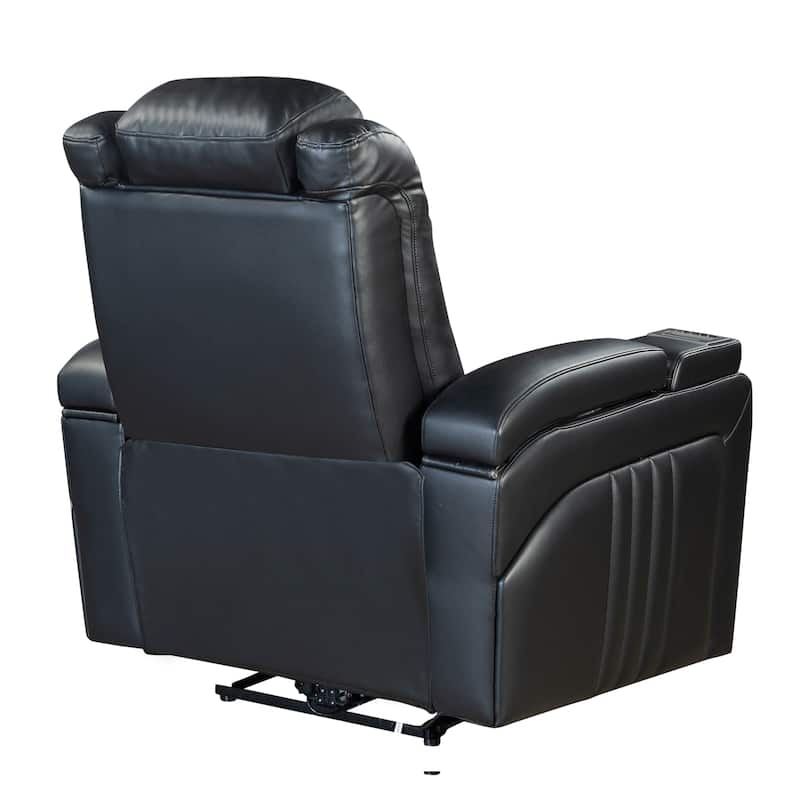PU Leather Power Recliner Chair with Power Adjustable Headrest, USB Port, Storage Arms, Cup Holder Swivel Tray Table