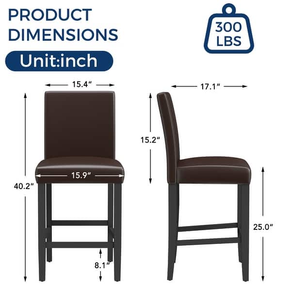 24 Inches Counter Height Bar Stools Faux Leather/Linen-Like Fabric ...