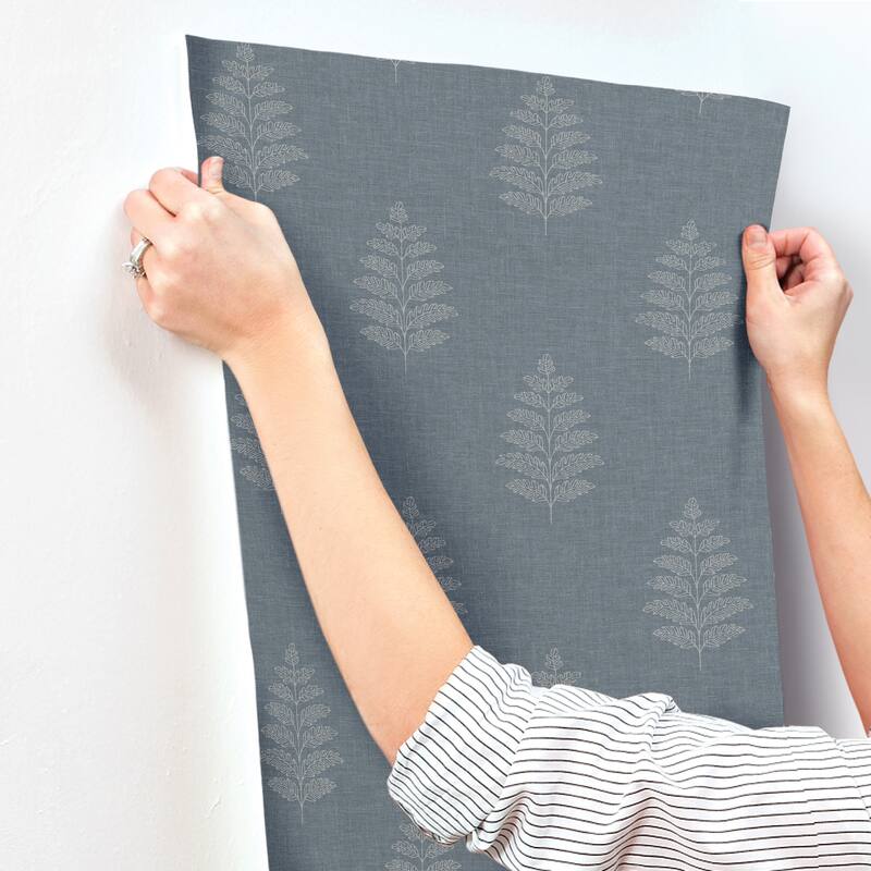 Chesapeake Frond Denim Leaf Wallpaper