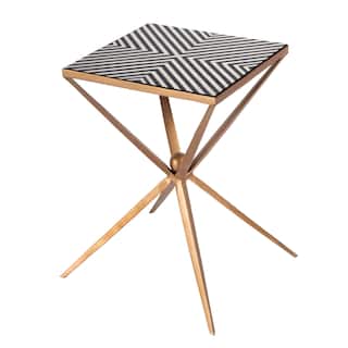 Issa 16 in. W Square Bone Inlay & Metal Side Table