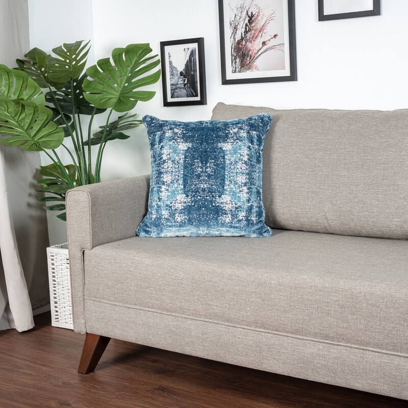 Sevita Blue/ Ivory Modern Abstract Acrylic Blend Throw Pillow. - Accent - 20"x20" - Polyester - Blue/Ivory - Single