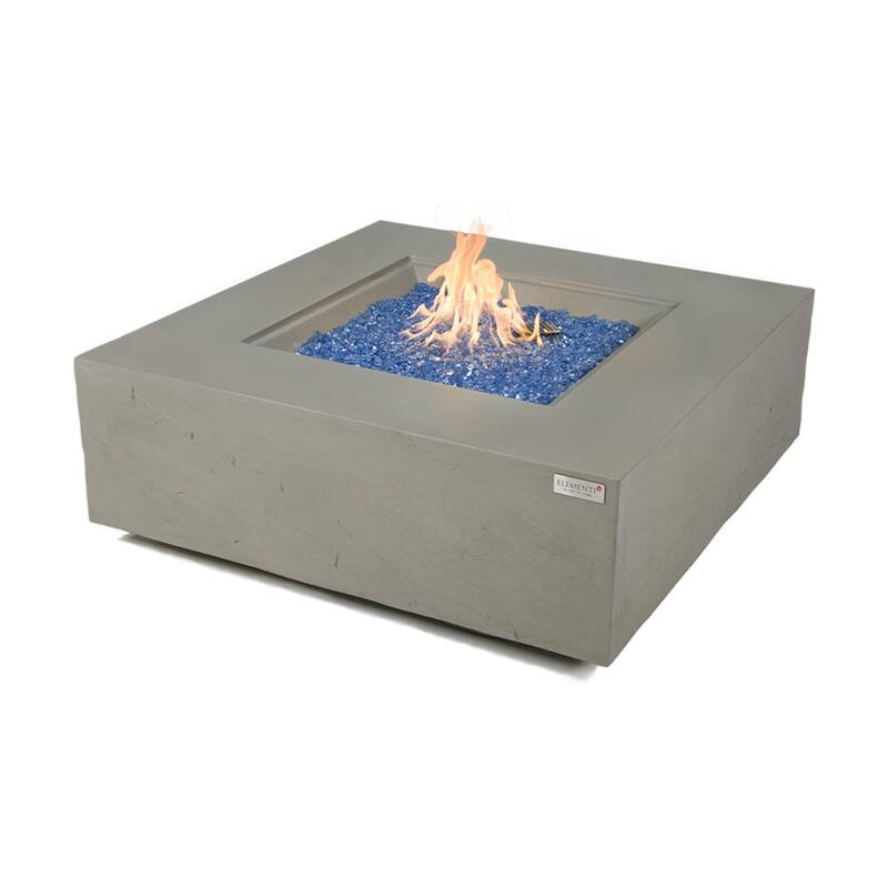Elementi Plus Capertee Outdoor Fire Pit Table Concrete Square 60000 BTU - 40 x 40 inches with Lid, Fire Glass, and Cover - Grey - Propane