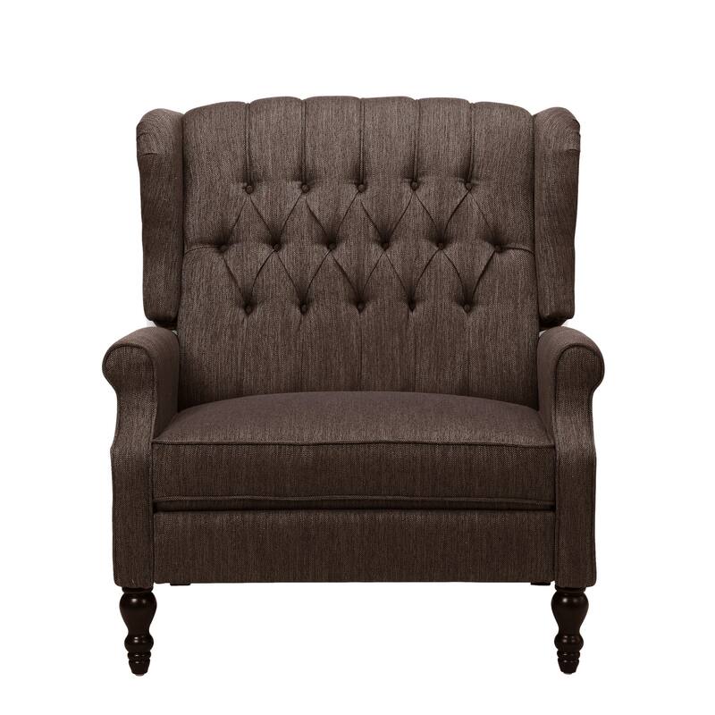 Jade Oversize Wide Chair Manual Recliner, Wingback, Brown Tufted
