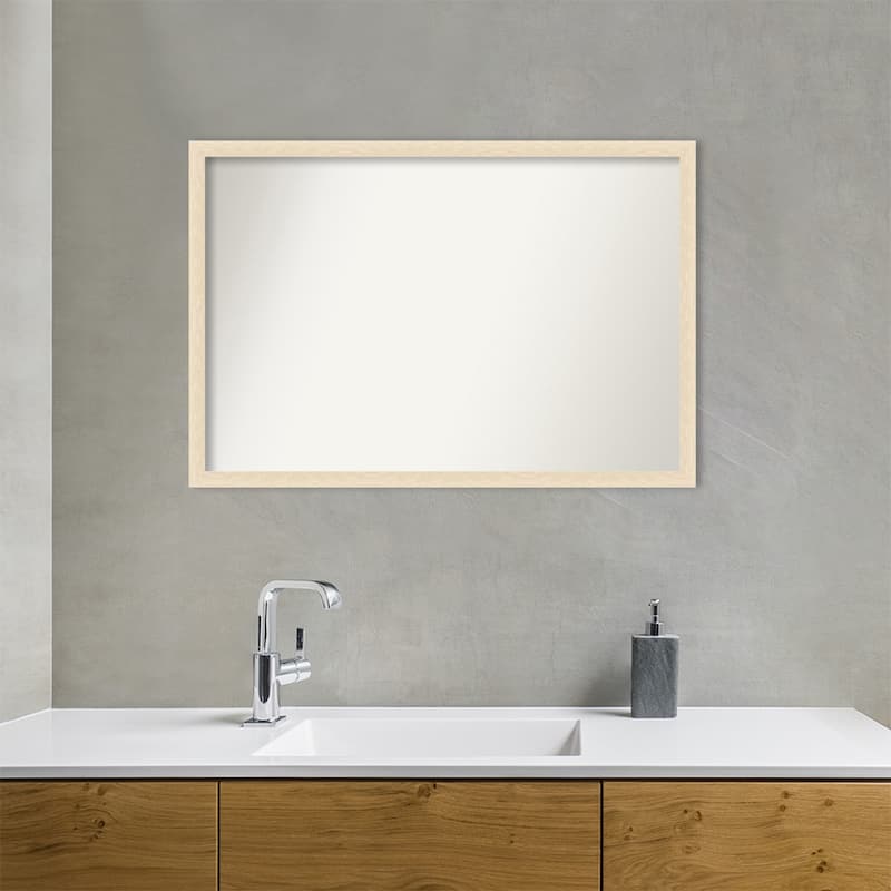 Woodgrain Stripe Non-Beveled Wood Framed Bathroom Vanity Wall Mirror