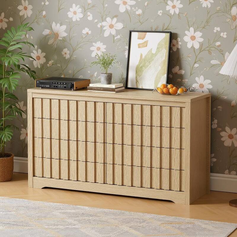 8 Drawers Fluted Dresser, with Handleless - Wood
