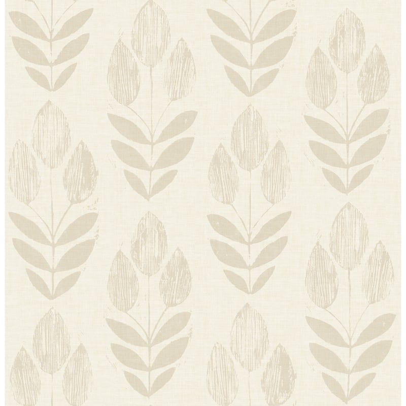 NuWallpaper Cream Folk Tulip Peel & Stick Wallpaper - 216 x 20.5 x 0.025