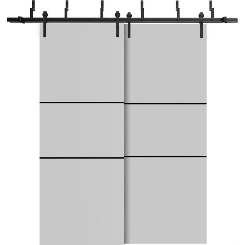 Sturdy Barn Door 36 x 80 Planum 0014 Grey Ash with 6.6FT - 56" x 80" ( 2* 28x80)