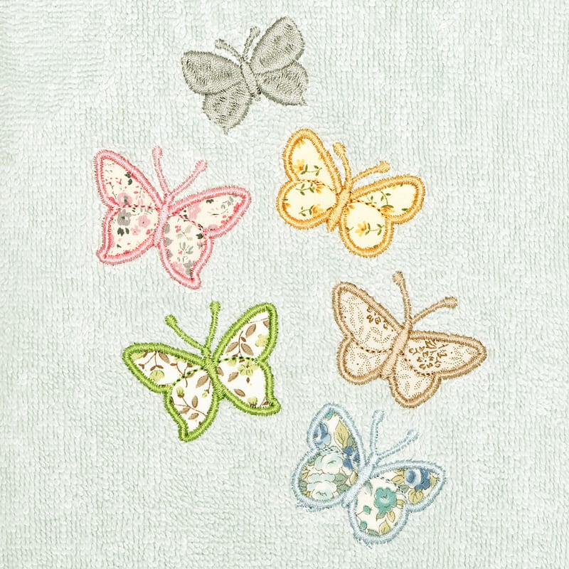 Authentic Hotel and Spa 100% Turkish Cotton Mariposa 2PC Embellished Hand Towel Set