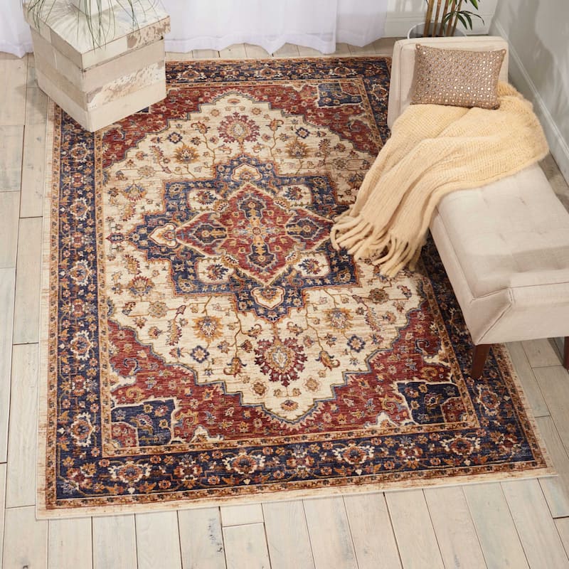Nourison Reseda Persian Medallion Area Rug - 5' 3" x 7' 6" - Cream/Multi - Runner/Rectangle