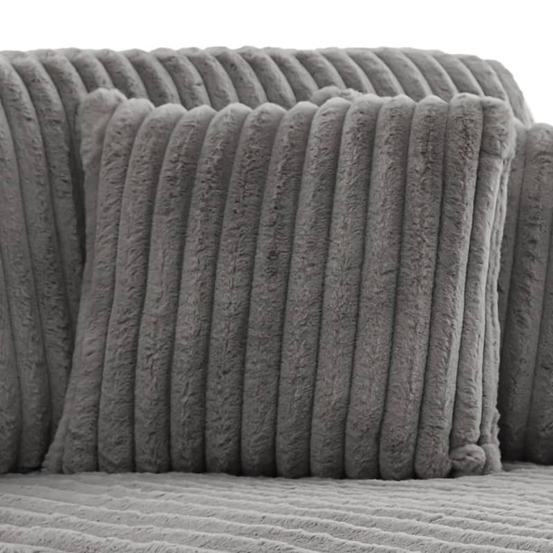 Modern Stripe Faux Fur Square Throw Pillows (Set of 2)