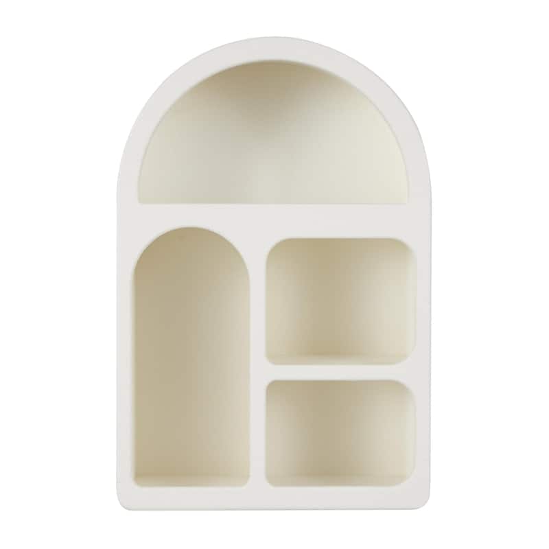 Wooden Geometric Arched 4 Shelf Room Wall Shelf with Varying Block Shapes - Cream or Black - Roche River Decor