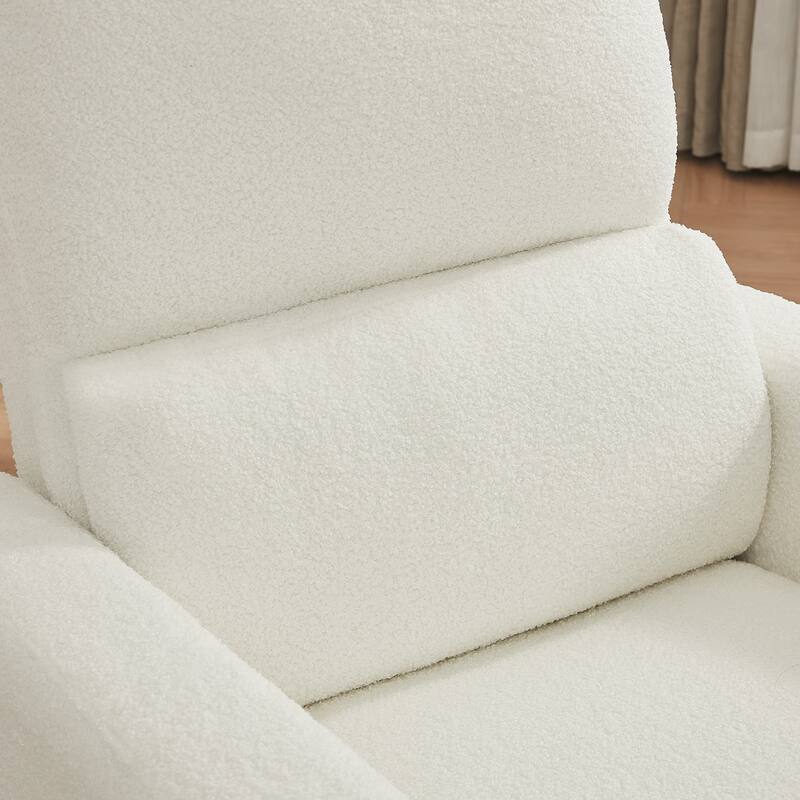 Swivel Manual Recliner Chair Teddy Fabric Nursery Glider Rocking Recliner Set of 2