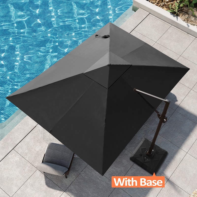 Outdoor Patio 9 FT x 11.5 FT Cantilever-Offset Umbrella with Wheel Base - Black