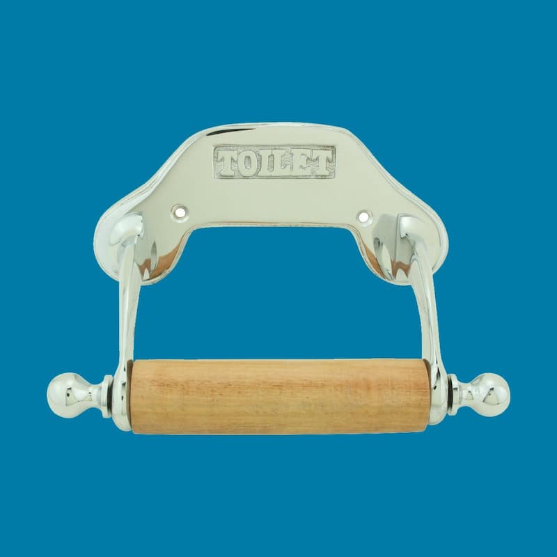 Chrome Plated Brass Wall Mount Toilet Paper Holder 6.5" W with Wooden Roll Renovators Supply