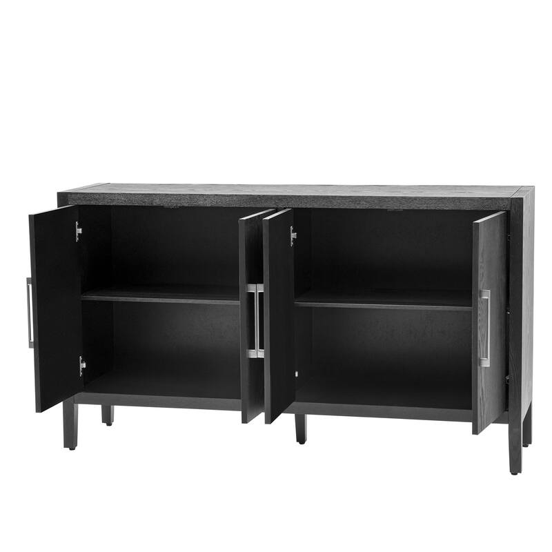 Wooden Storage Cabinet with Adjustable Shelves & Metal Handles for Hallway & Dining Room Organization