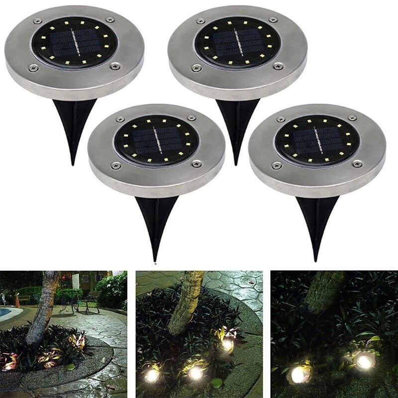 4pc 8LED Solar Ground Light Buried Lamp Color-Changing Waterproof Walkway Garden 