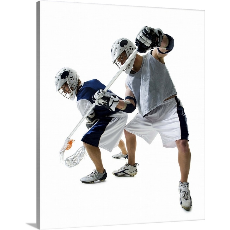 Shop Two Young Men Playing Lacrosse Canvas Wall Art On Sale Overstock 16470148