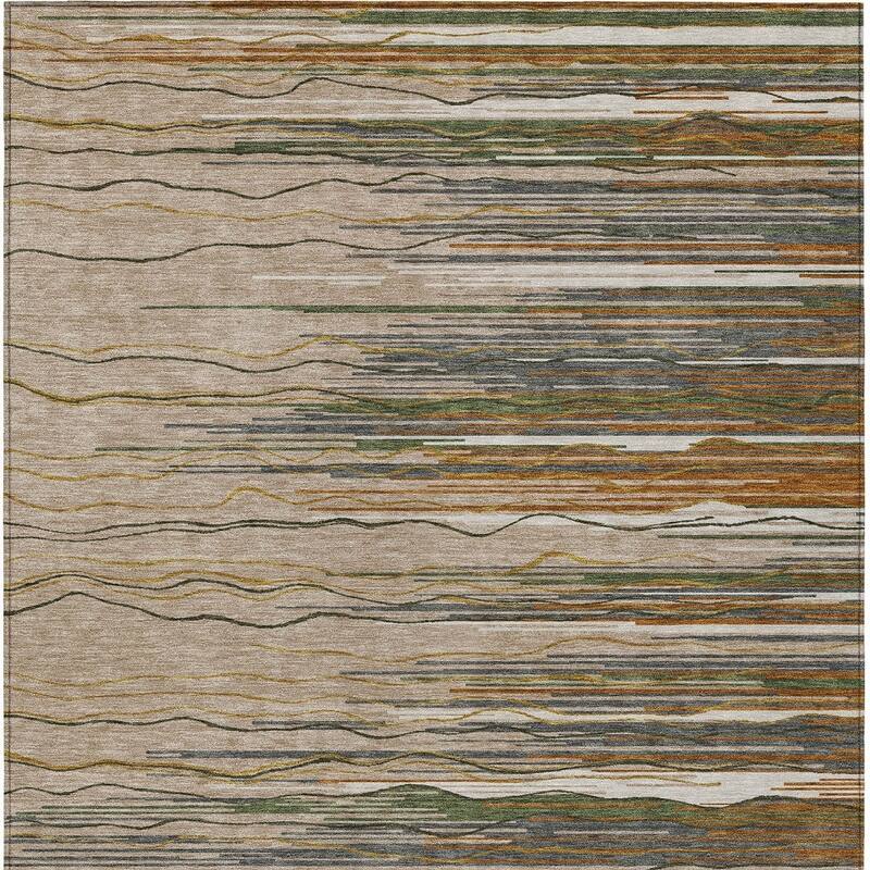 HomeRoots Striped Transitional Rectangle Outdoor Rug