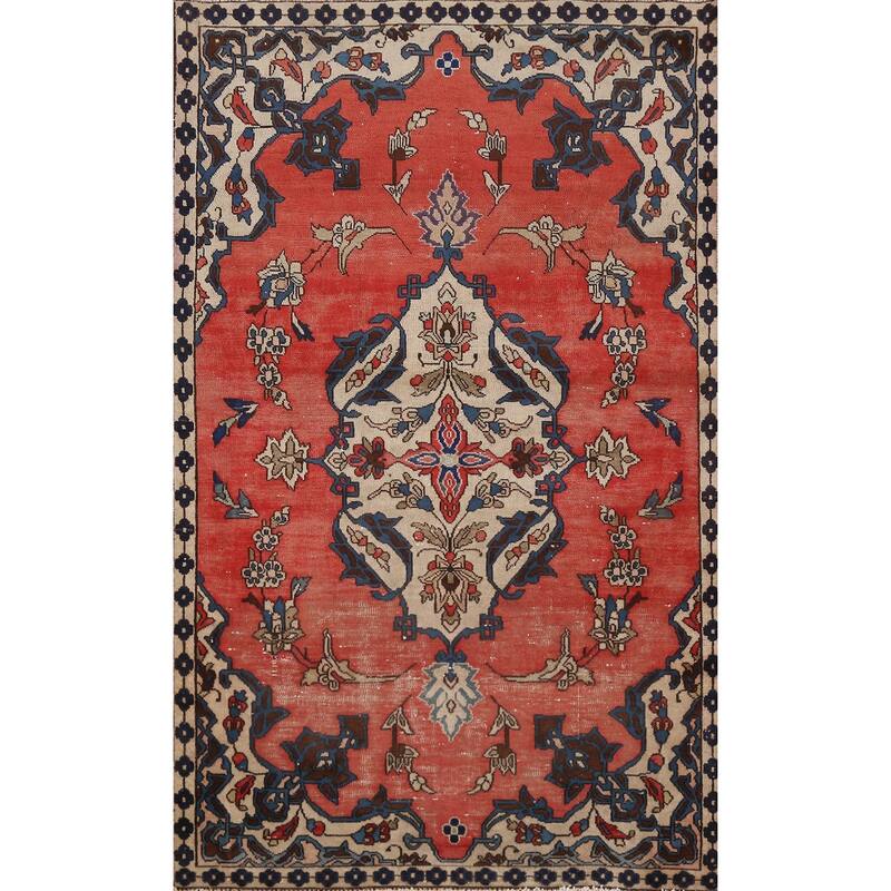 Hand Knotted Oriental 100% Wool Carpet Traditional Floral Red Bakhtiari Area Rug - 5' 8'' X 3' 4''