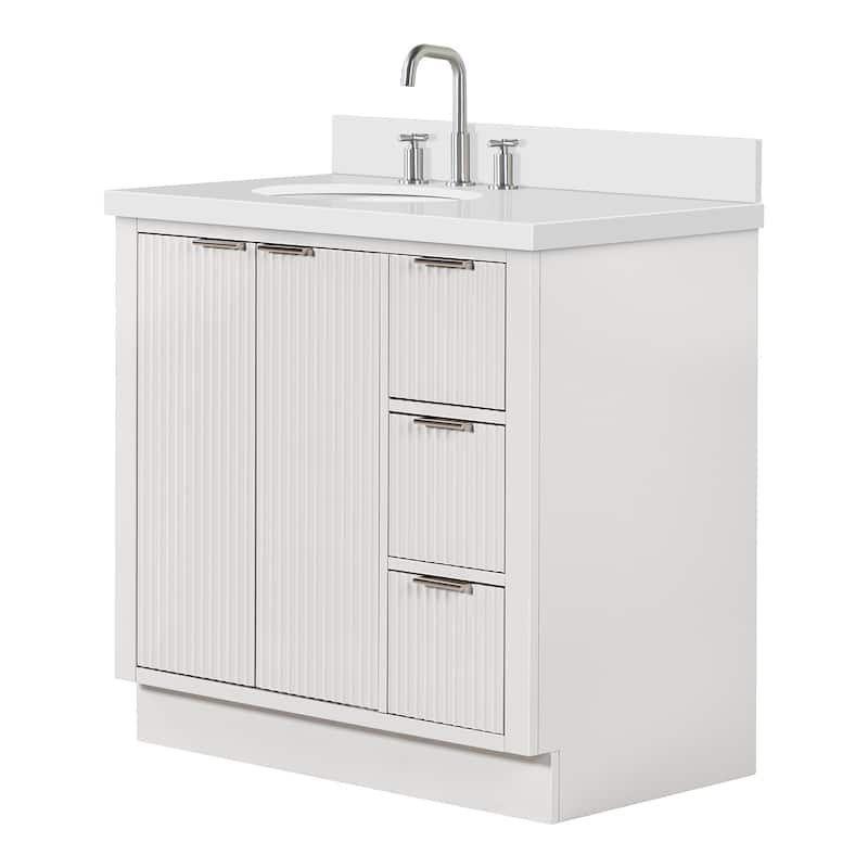 Ariel P37LWQOVO Milan 37" Free Standing Single Basin Vanity Set with