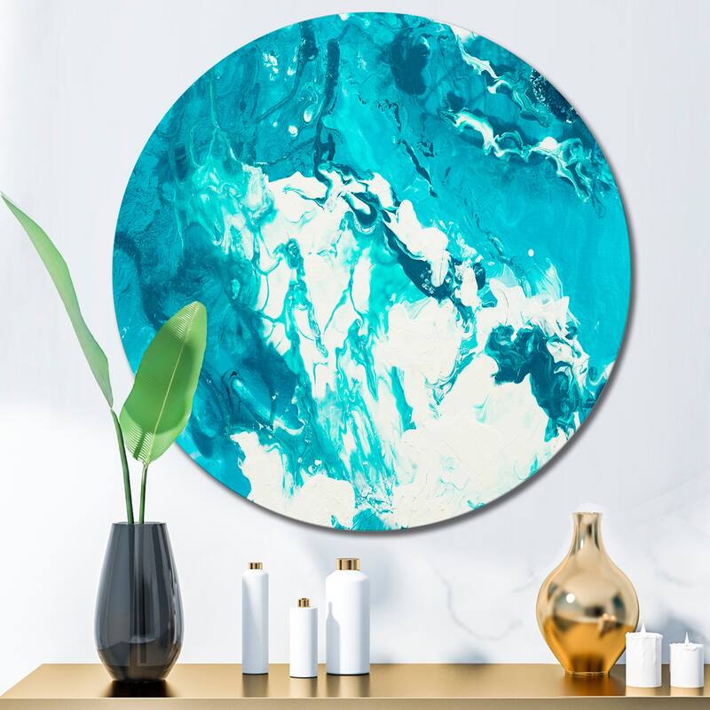 Designart 'White Clouds On Blue Marble II' Modern Metal Circle Wall Art - 23x23 - Disc of 23 Inch