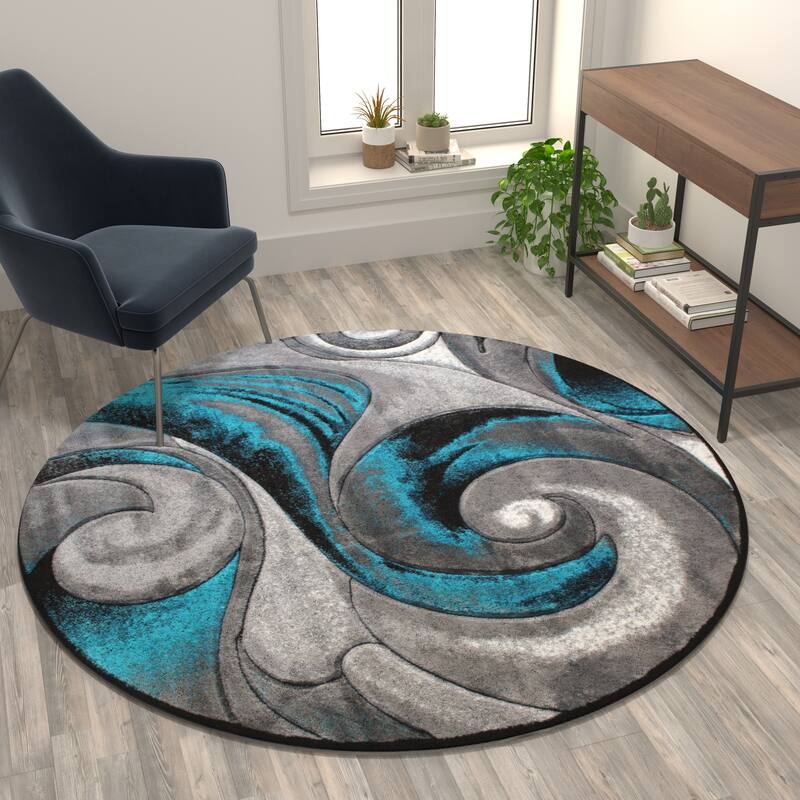 Modern Ocean Wave Design Olefin Indoor Area Rug