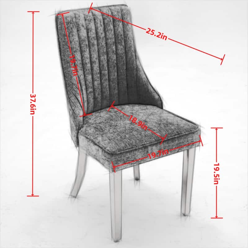 Set of 2 Chenille Upholstered Dining Chairs with Golden Steel Legs