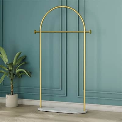 Modern Clothes Rack with Marble Base - 13"D x 31.5"W x 67"H