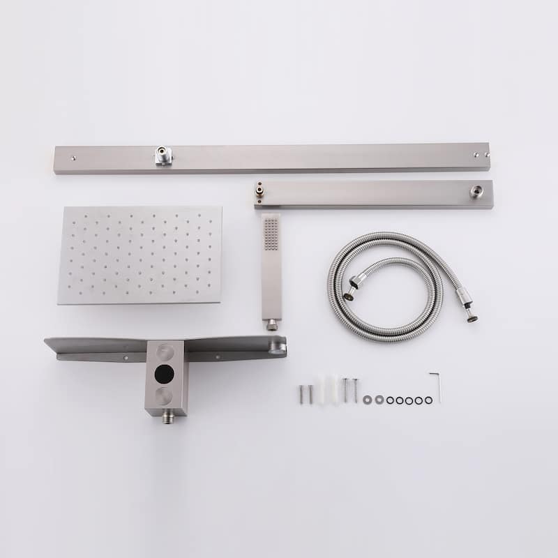 36"H Stainless Steel Exposed Rain Shower System With Handheld Shower (Valve Not Included)
