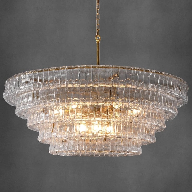 KAYLA 36in-67.4 in. 6-Lights Gold Crystal Drum Chandelier