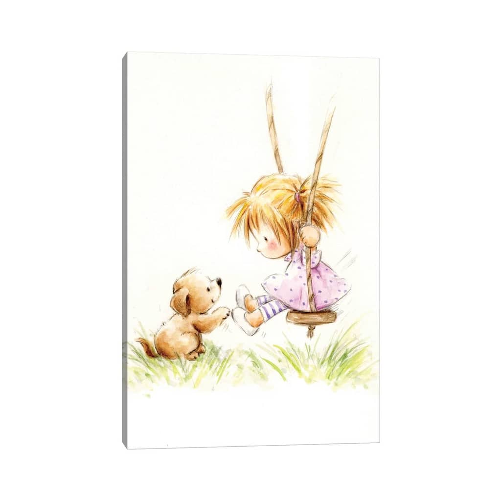 iCanvas "Little Girl on Swing with Dog" by MAKIKO Canvas Print