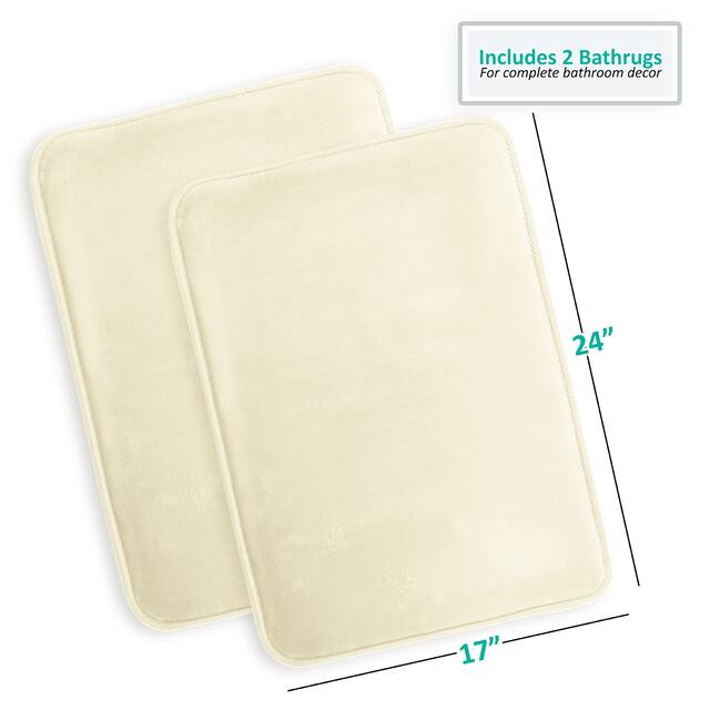 Clara Clark Ultra Soft Plush Bathroom Rug - Non-Slip, Velvet, Memory Foam Bath Mat - Set of 2