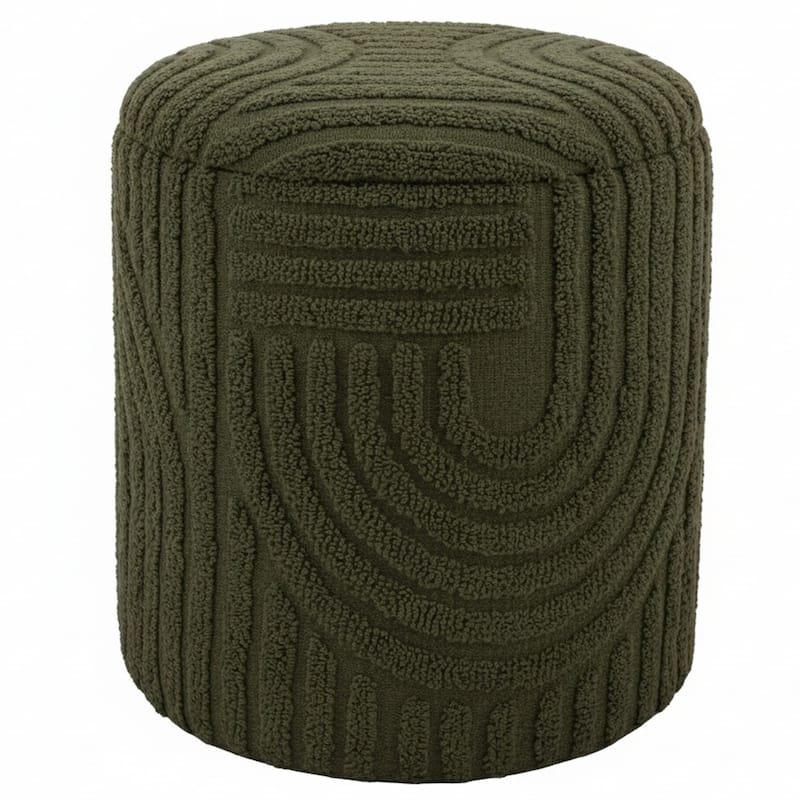 Modern Fabric Round Storage Ottoman - Green