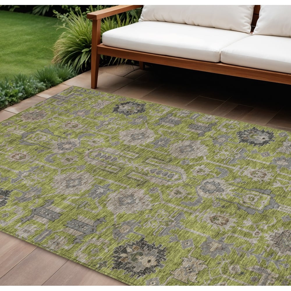 HomeRoots Oriental Traditional Rectangle Outdoor Rug