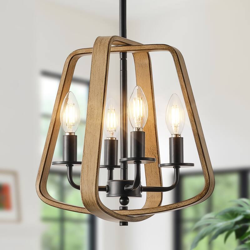 Starsky 4-Light Farmhouse Open Cage Chandelier for dining room, kitchen island or entryway