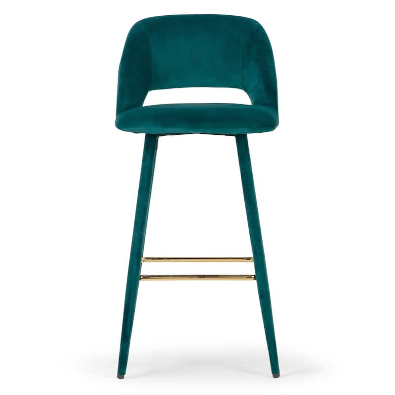 Silver Orchid Dempster Teal Velvet Barstool (Set of 2)