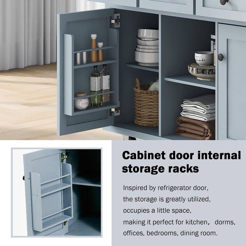 Kitchen Island Cart with Wheels Drop-Leaf, Storage Racks
