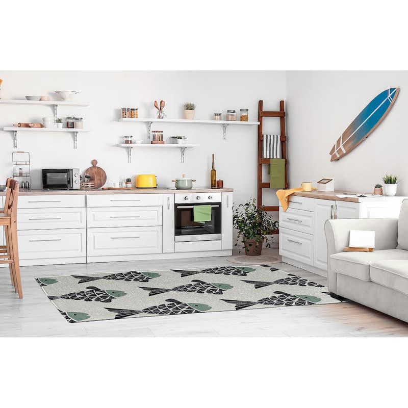 Fish Tales Nautical Chenille Rug