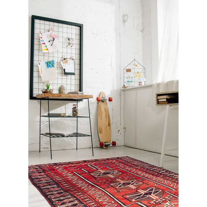 ECARPETGALLERY Hand-knotted Melis Red Wool Rug - 4'6 x 6'2