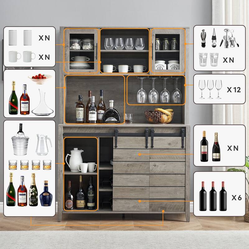 Kitchen Hutch Cabinet with Storage