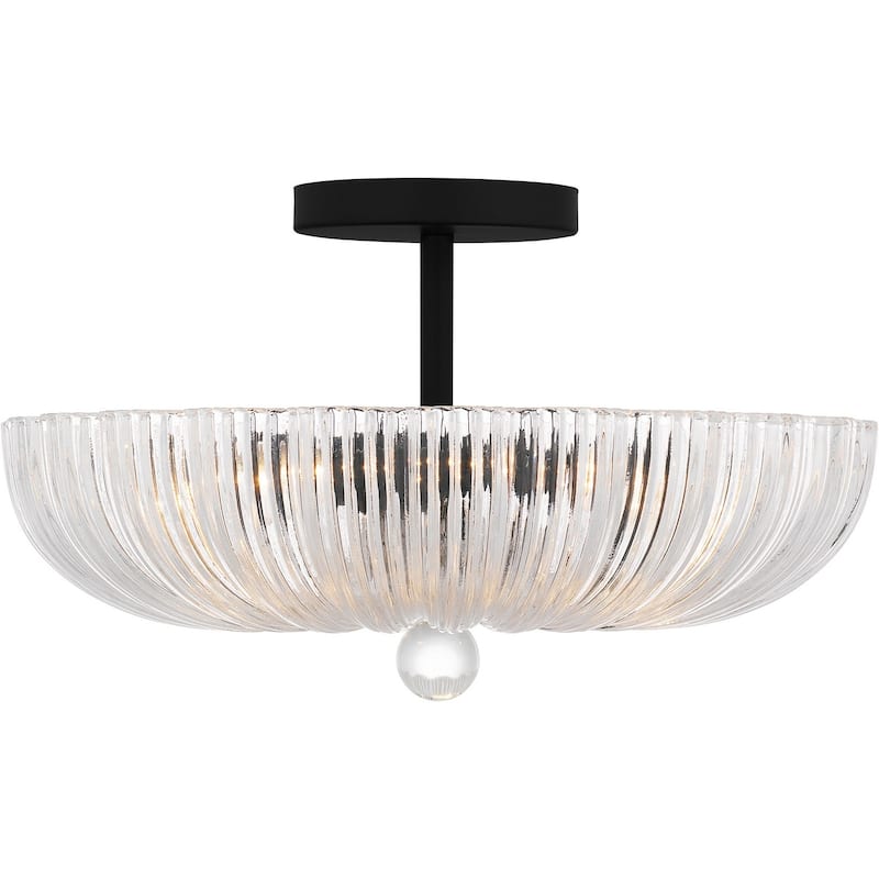 Matte Black Three Light Semi Flush Mount from the Quoizel Semi-Flush Mount Collection